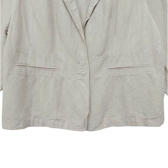 Lane Bryant Linen Blend Jacket Blazer Womens 20 Beige Two Button Work Casual - Picture 4 of 13